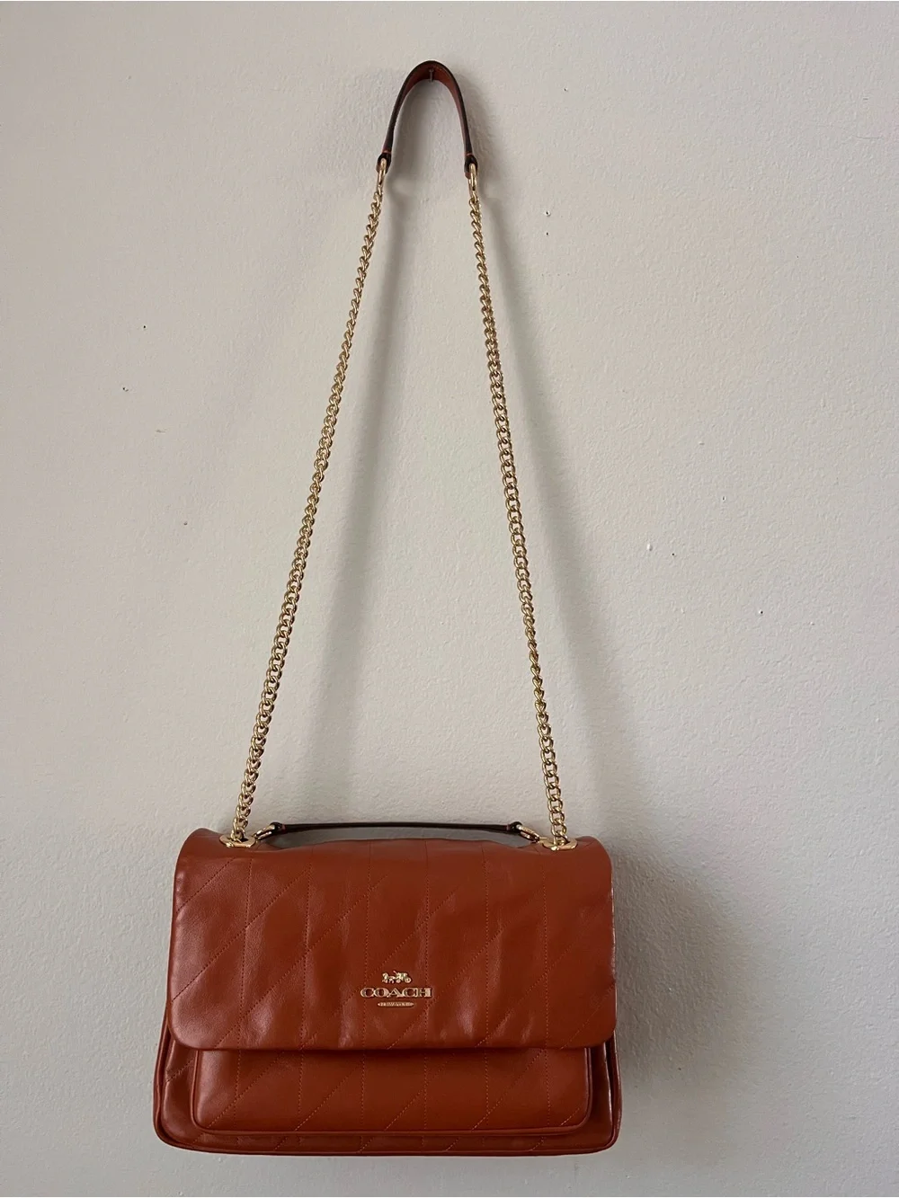 Coach Elodie Quilted Leather Cinnamon Crossbody Bag